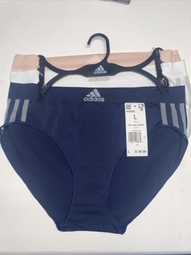 Adidas Women's 3-PK Blend Spandex Hipster Underwear 4A2H99 (Size L)  MSRP $36
