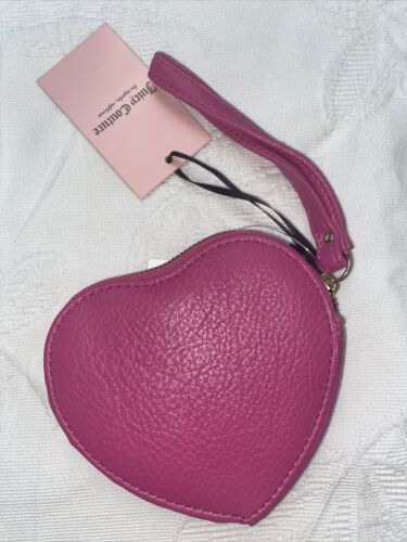 JUICY COUTURE FUSCHIA PLEATS PLEASE HEART SHAPED COIN PURSE 13JCA1FMX-FS