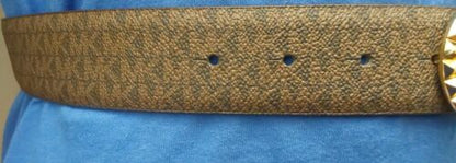 MICHAEL KORS BELT CHOCOLATE SPECIAL MK LOGO GOLD BUCKLE LOGO ON BELT MSRP $68