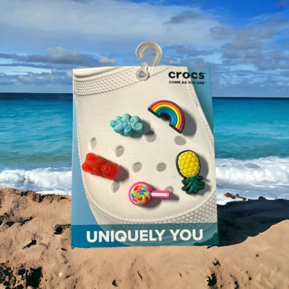 Crocs Jibbitz Uniquely You Happy Candy Rainbow Trendy Charms 5 Pieces