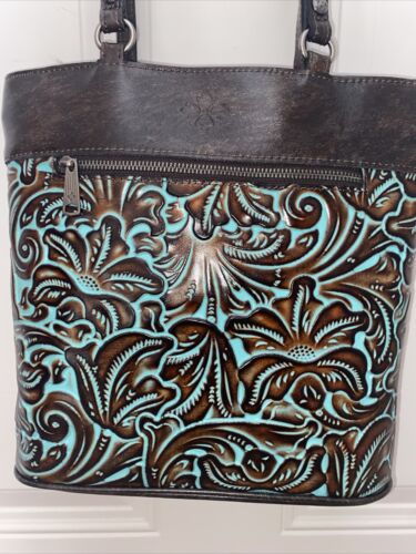 Patricia Nash Albi Tooled Turquoise Convertible Backpack  Tooled $249.00~UNIQUE