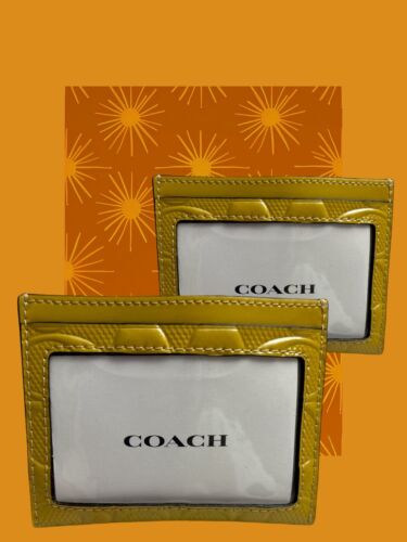 COACH CU119 Slim Id Card Case Wallet In Signature Patent Leather Gold