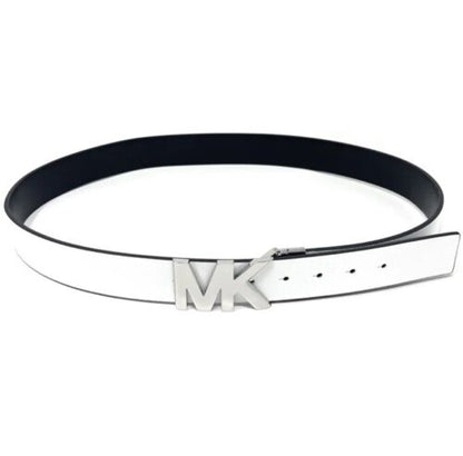 Michael Kors Belt~Saffiano Leather RV. Black/White~MK Plaque Buckle~ALL SIZES