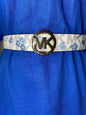 MICHAEL KORS BELT REVERABLE BLUE FLORAL MK LOGO/LUGGAGE GOLD MK BUCKLE MSRP $68❤