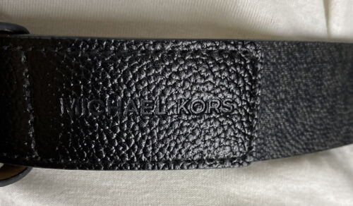 MICHAEL KORS BELT BLACK WITH MINI PRINTED MK LOGO TRIPLE BELT LOOP WITH STUDS