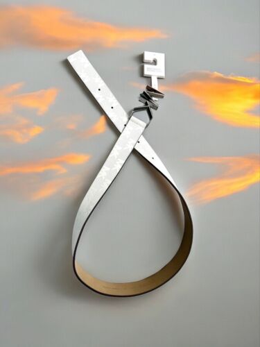 Michael Kors Belt White~Genuine Leather Stamp MK Logo~MK Silver Buckle~ALL SIZES