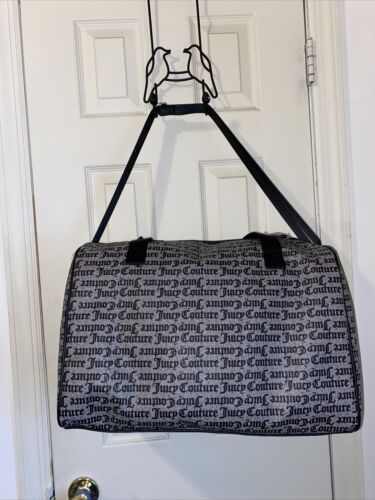 Juicy Couture Women Gothic Stat Black Our Zips Say It All Duffle Weekender Bag