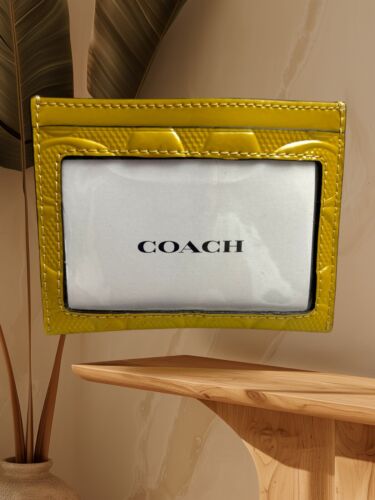 COACH CU119 Slim Id Card Case Wallet In Signature Patent Leather Gold
