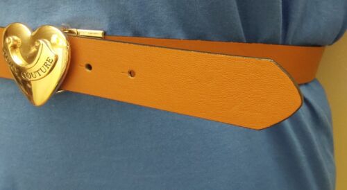 JUICY COUTURE BELT REVERSIBLE BLACK TO TAN WITH GOLD HEART BUCKLE BEAUTIFUL!!