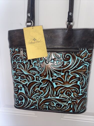 Patricia Nash Albi Tooled Turquoise Convertible Backpack  Tooled $249.00~UNIQUE