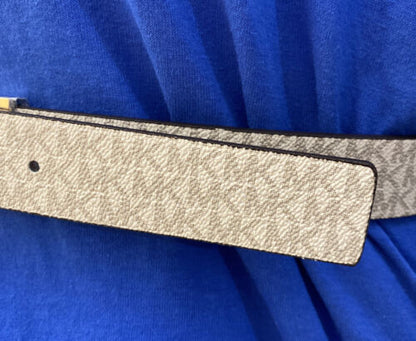 MICHAEL KORS BELT REVERSIBLE MK LOGO VIOLET TO WHITE GOLD BUCKLE WOW!!