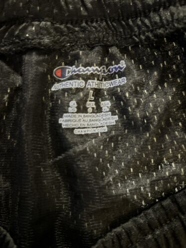 Champion Basketball Shorts Mens~L Black Mesh~White Stripes~ Gym NEW
