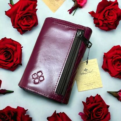 Patricia Nash Wallet Cametti Leather Tooled RFID trifold Magenta Purple