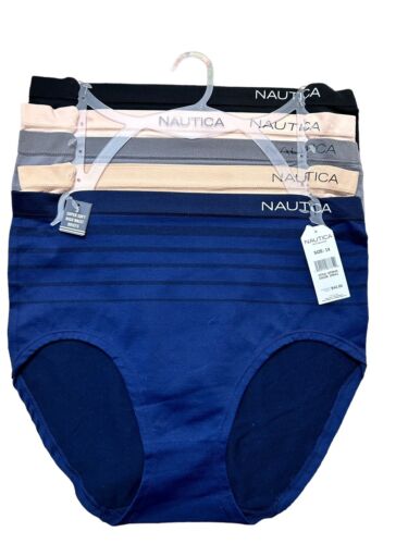 NAUTICA NT9935-5 PCK SIZE 1X~MULTICOLOR SOFT HIGH WAIST BRIEF PANTIES GREAT FIT