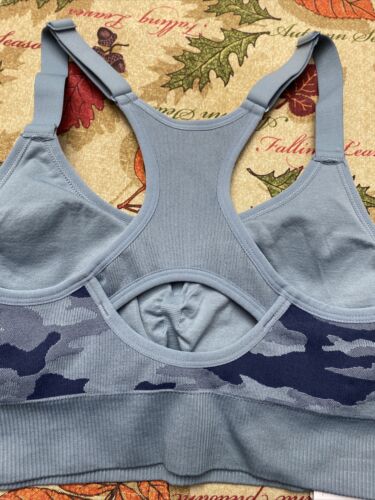 New Balance Medium Impact Sports Bra Style 116718 Blue Camouflage Size XL NEW