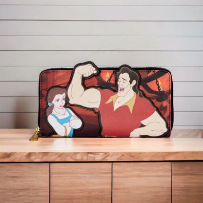 Loungefly Disney Beauty &The Beast Villains Gaston Scene Long Zip Around Wallet