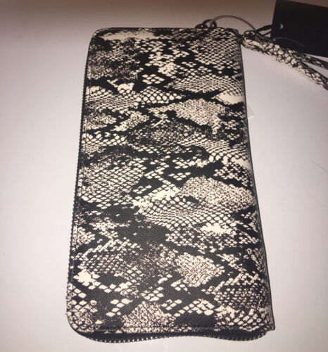 STEVE MADDEN WALLET WRISTLET MULTI BLACK/WHITE SMOOTH TEXTURED