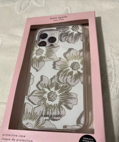 Kate Spade New York Protective Case iPhone12 &12 Pro Floral White Rhinestone NEW