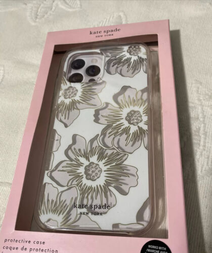 Kate Spade New York Protective Case iPhone12 &12 Pro Floral White Rhinestone NEW