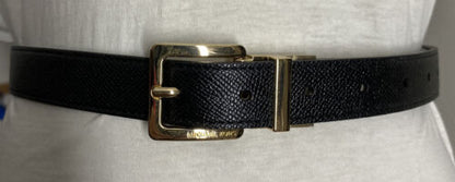 MICHAEL KORS BELT REVERSIBLE BEIGE MK LOGO/ BLACK GOLD BUCKLE