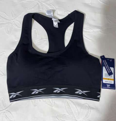 Reebok Stellar Seamles Bra Black/ Gray Medium Retail $40 NEW