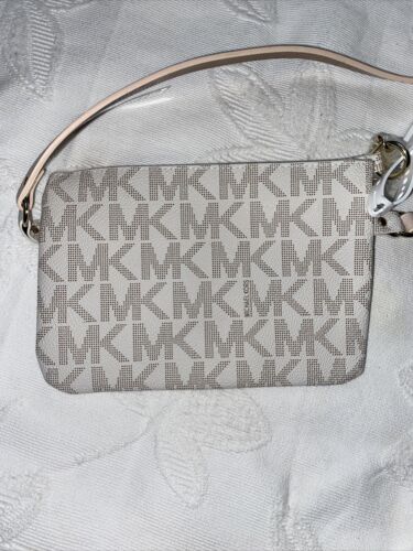 MICHAEL KORS Fanny Pack Ivory & Pink Belt i MK Logo Gold Chain CLASSIC STYLE!!