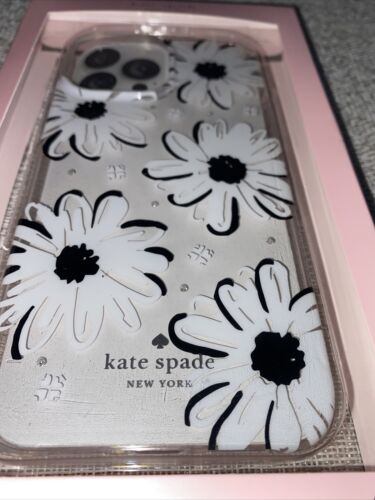 Kate Spade Phone Case iPhone 13 & 12 PRO MAX White Flowers Rhinestones Beautiful