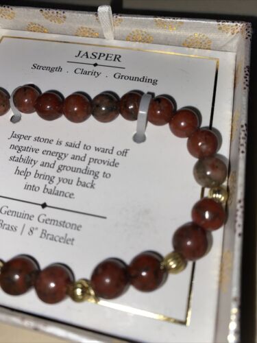 Shivam Jasper Genuine Gemstone~Brass 8" Bracelet ~ Strength, Clarity & Grounding