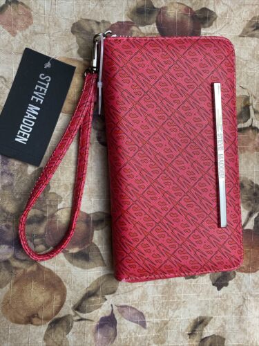 STEVE MADDEN WALLET WRISTLET PRINTED LOGO BROWN MULTI TONE SO DIFFERENT!!
