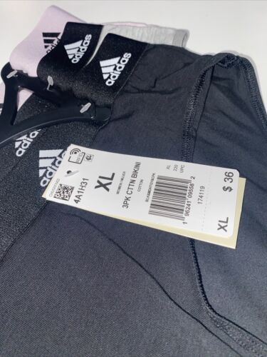 Adidas Women's 3-PK Cotton Hipster~Underwear 4A1H31 (Size XL) NWT MSRP $36