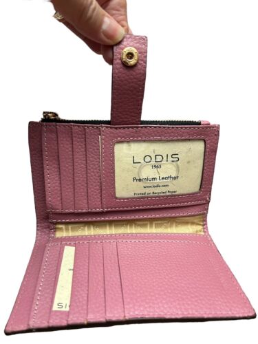 LODIS Coin Purse Bifold Card Wallet BLUSH  Genuine Leather-ABSOLUTELY BEAUTIFUL!