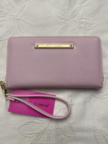Betsey Johnson Zip Around Wristlet Wallet DESIGN BLUSH & Gold Hardware NWT