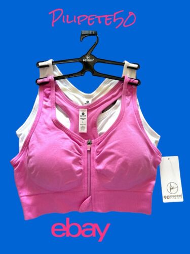 90 Degree By Reflex High Performance~Full Support Sport  Bra Set-Two L~MSRP$58