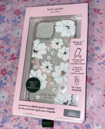 Kate Spade Phone Case iPhone 13 & 14 6.1  Floral & Rhinestones~UNIQUE BEAUTY