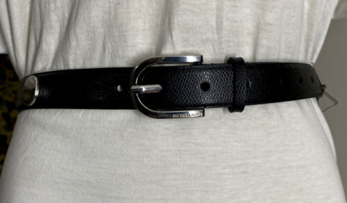 MICHAEL KORS BELT BLACK WITH LARGE SILVER TONE STUDS MK LOGO STUD MK STYLE!!