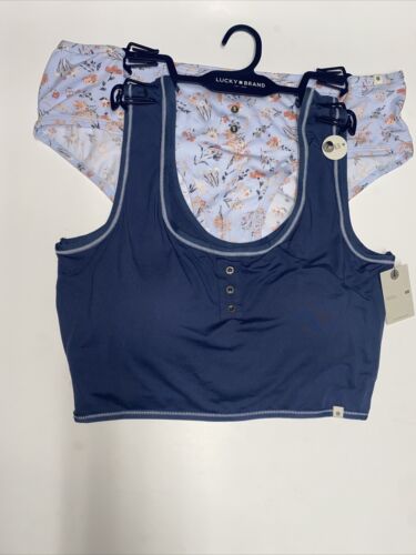 LUCKY BRAND~SET  BLUE BRA~FLORAL BIKINI PANTY ~STYLE LVD50930~L ~UNIQUE!!