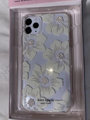 Kate Spade Phone Case for iPhone 11 Pro Max Reverse Hollyhock Floral W/Gemstones