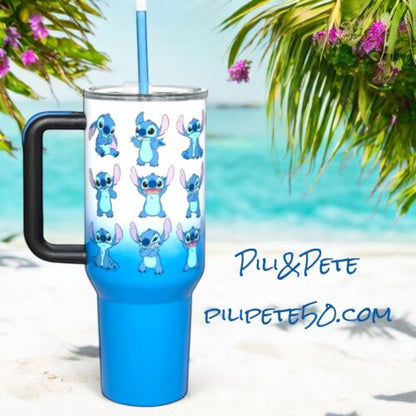 Disney Lilo & Stitch Face Stainless Steel Tumbler 40 Oz. Travel Cup Mug