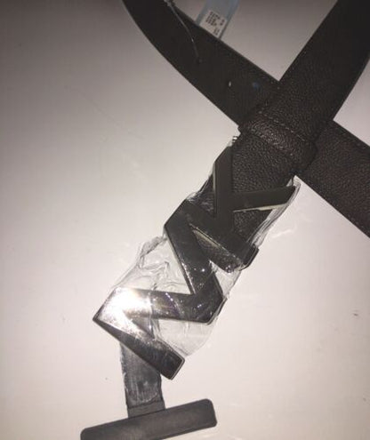 MICHAEL KORS BELT BROWN WITH PRINTED MK LOGO SILVER MK BUCKLE MSRP $48