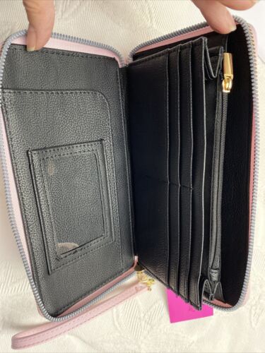 Betsey Johnson Zip Around Wristlet Wallet DESIGN BLUSH & Gold Hardware NWT