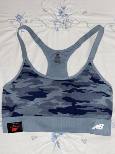 New Balance Medium Impact Sports Bra Style 116718 Blue Camouflage Size XXL NEW