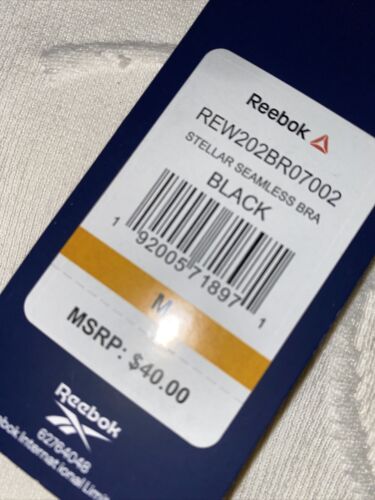 Reebok Stellar Seamles Bra Black/ Gray Medium Retail $40 NEW