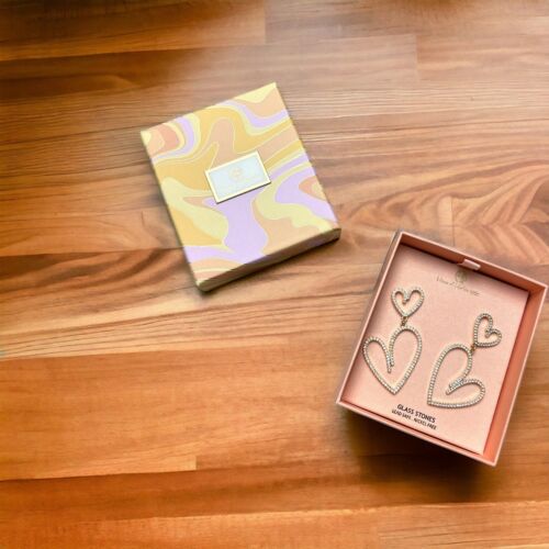 House Of Harlow 1960 Jewelry Modern Heart Earrings With Glass Stones Nickel Free
