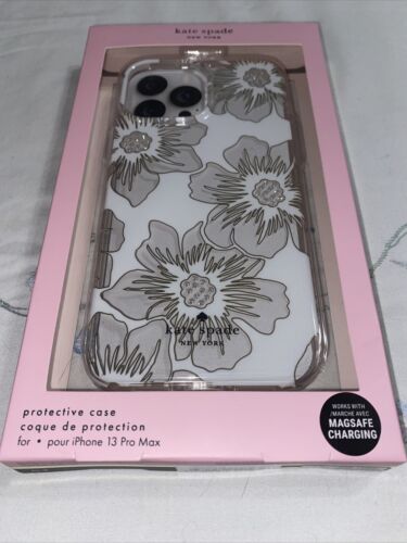 Kate Spade New York Protective Case iPhone 13 ProMax Floral White Rhinestone NEW