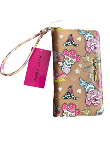 Betsey Johnson Zip Around Wristlet Wallet SKULLS~Multicolor~All Year HALLOWEEN!￼