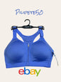 LAYER 8 MAXIMUM SUPPORT SIZE LARGE SPORT BRA FITTED Blue/SilverFront Zipper-NEW