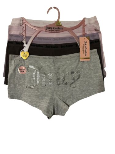 Juicy Couture~Women Boyshort Underwear Panties Cotton Blend 5-Pair JC7530~WOW~L