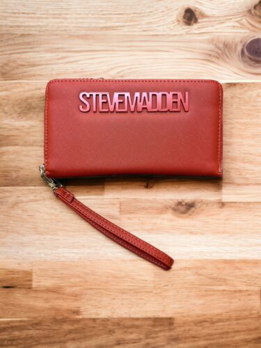 STEVE MADDEN WALLET WRISTLET TERRACOTTA ~ LOGO SMOOTH TEXTURED~ORGANIZER~UNIQUE!