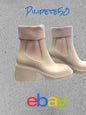 Circus By Sam Edelman~Kala Square Toe Women's Beige Boots 9M~Folded Cuff~UNIQUE!