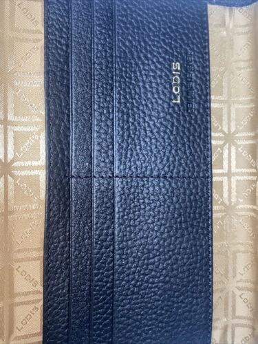LODIS Black Kate Classic Pebbled Leather RFID Slim Large Flap Snap Wallet~UNIQUE